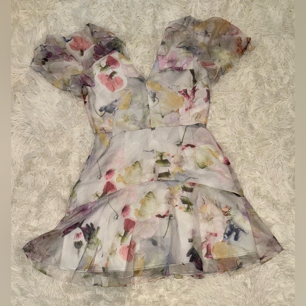 NEW Ted Baker Angel Sleeve Fit and Flare Mini Dress sz TB 2 US 4 - Picture 7 of 11